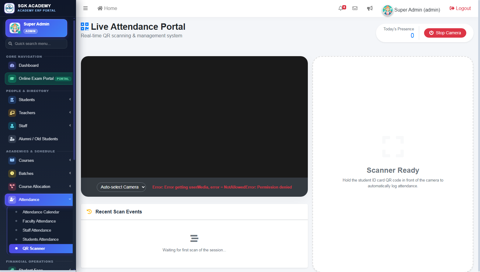 Camera QR Attendance Scanner